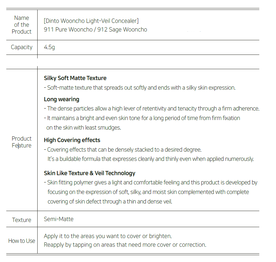 Dinto Wooncho Light-Veil Concealer