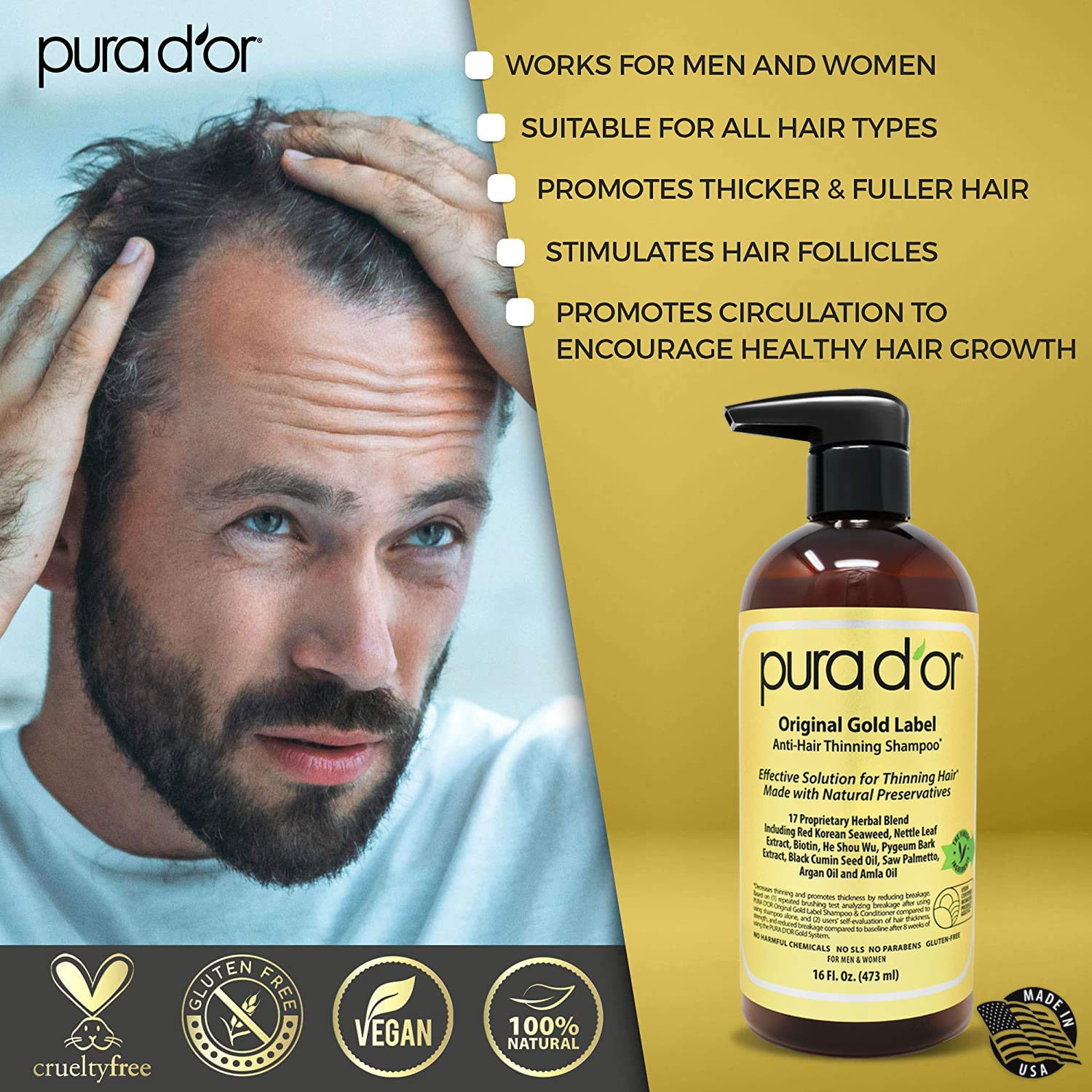 Pura D'or Gold Anti Hair Thinning Shampoo